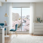 桜を愛でる大人のワンルーム。ホワイト×ブルーで叶える洗練された一人暮らし